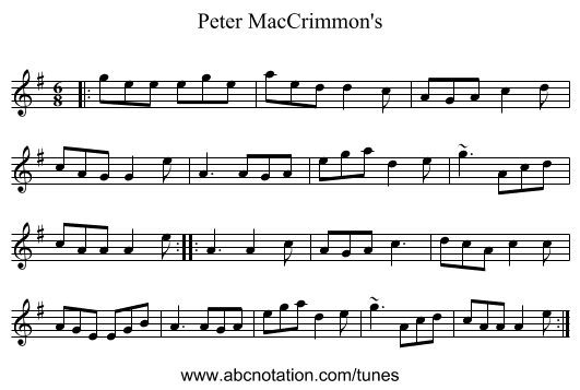 Peter MacCrimmon's - staff notation
