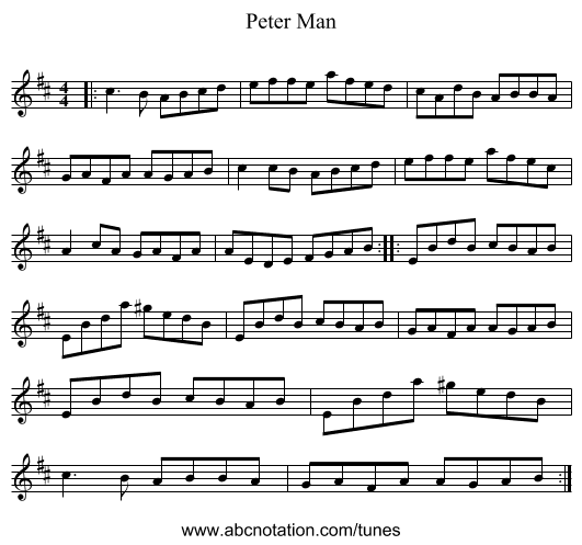 Peter Man - staff notation