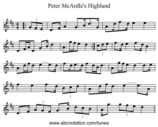 Peter McArdle's Highland - staff notation