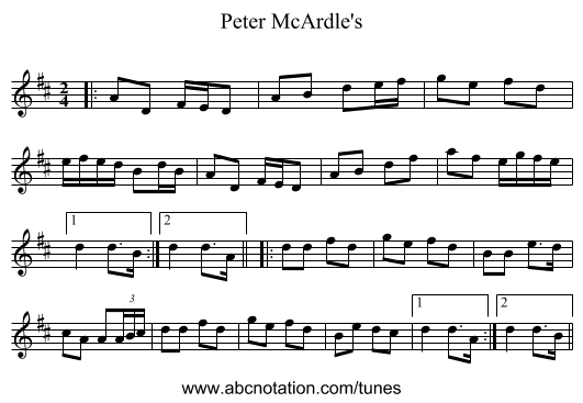 Peter McArdle's - staff notation