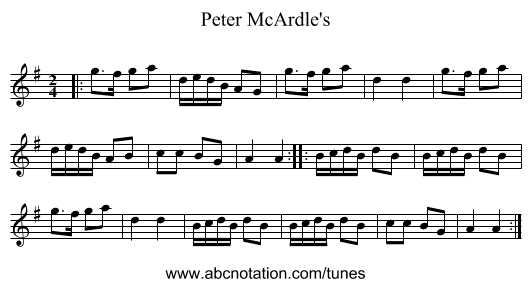 Peter McArdle's - staff notation