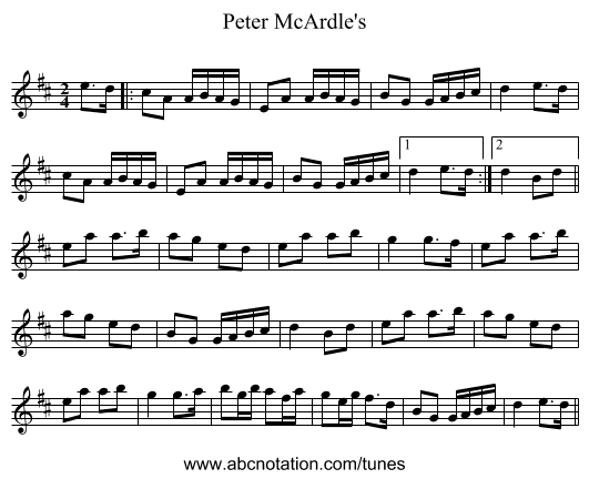 Peter McArdle's - staff notation