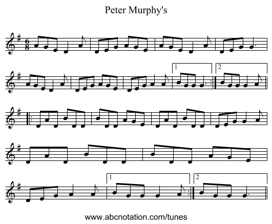 Peter Murphy's - staff notation