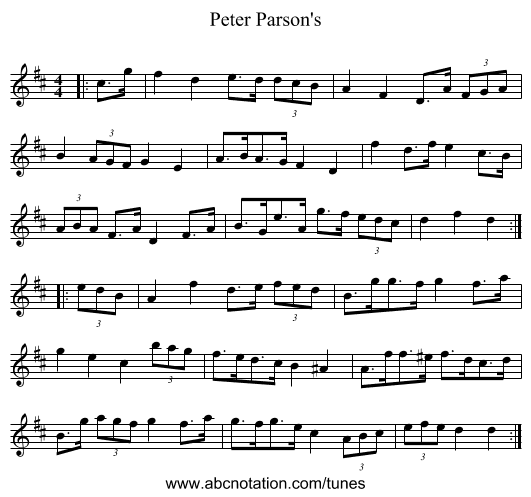 Peter Parson's - staff notation