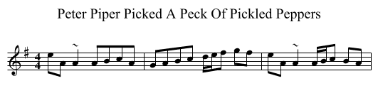 Peter Piper Picked A Peck Of Pickled Peppers - staff notation