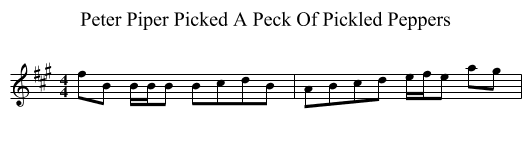 Peter Piper Picked A Peck Of Pickled Peppers - staff notation