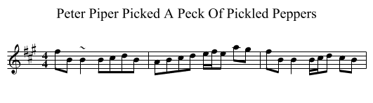 Peter Piper Picked A Peck Of Pickled Peppers - staff notation