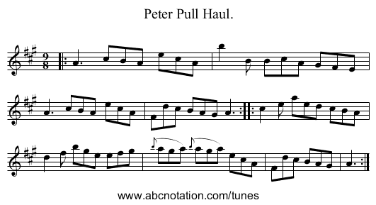 Peter Pull Haul. - staff notation