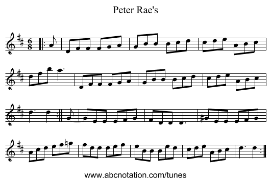 Peter Rae's - staff notation