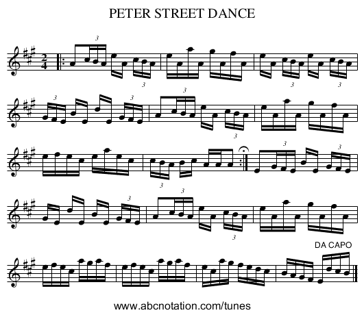 PETER STREET DANCE - staff notation