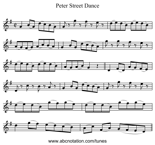 Peter Street Dance - staff notation