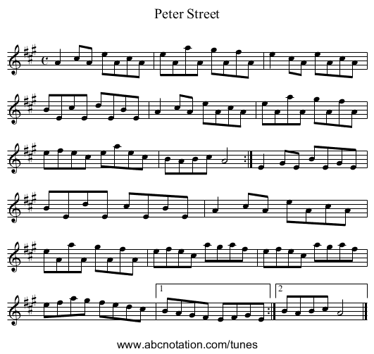 Peter Street - staff notation