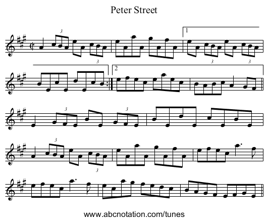 Peter Street - staff notation