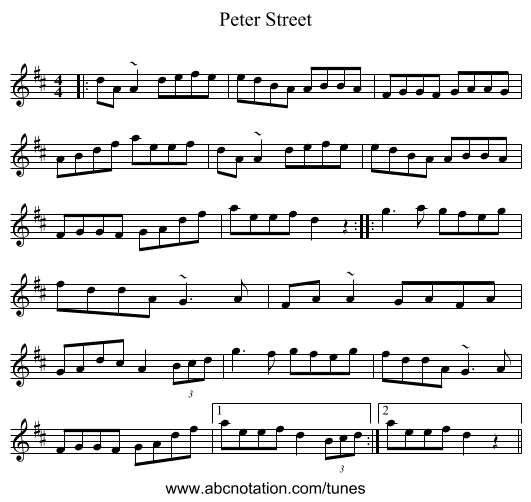 Peter Street - staff notation