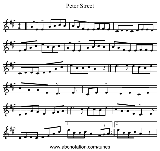 Peter Street - staff notation