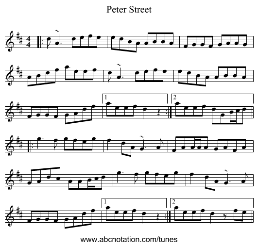 Peter Street - staff notation