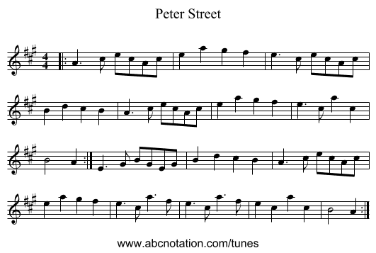 Peter Street - staff notation