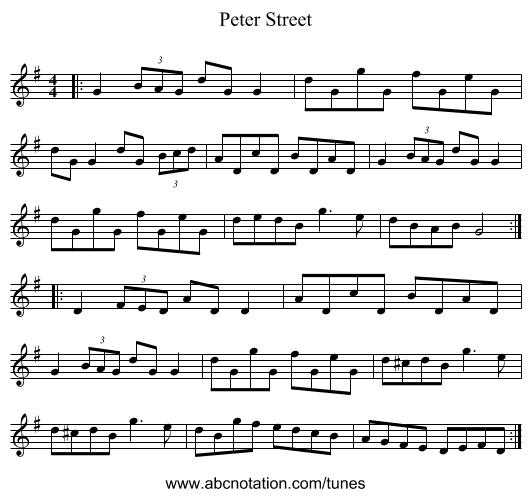 Peter Street - staff notation