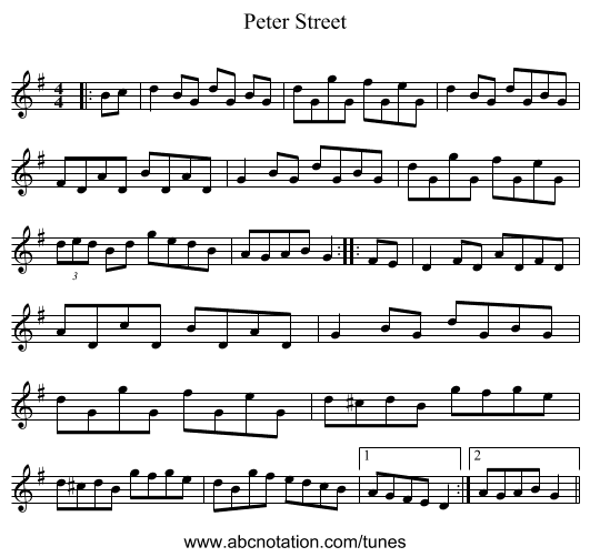 Peter Street - staff notation