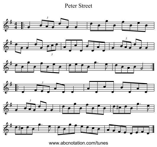Peter Street - staff notation