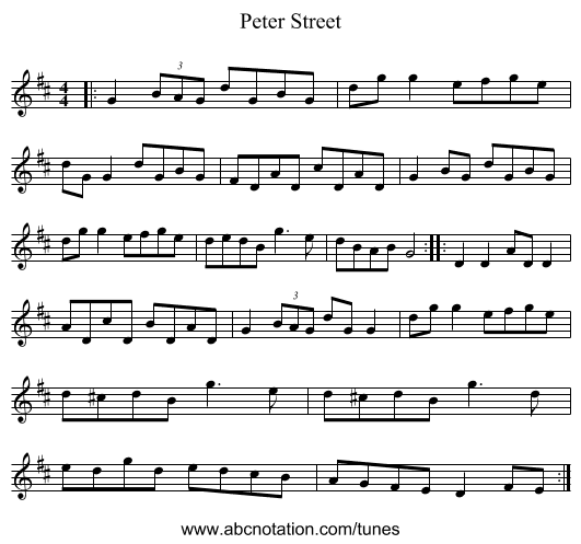 Peter Street - staff notation