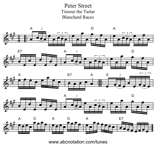 Peter Street - staff notation