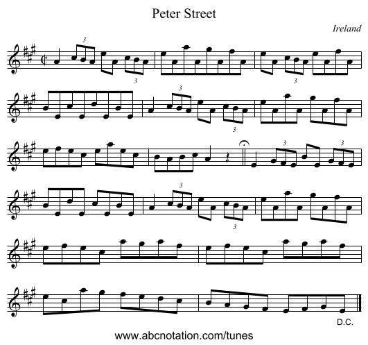 Peter Street - staff notation