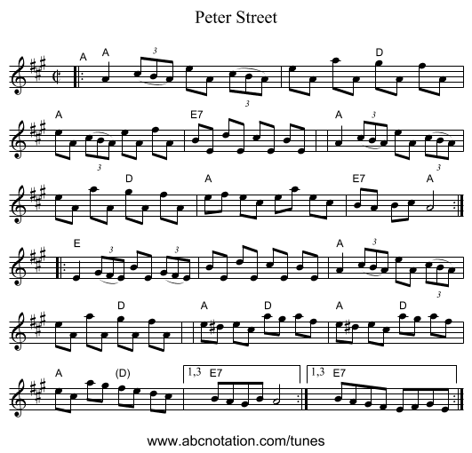 Peter Street - staff notation