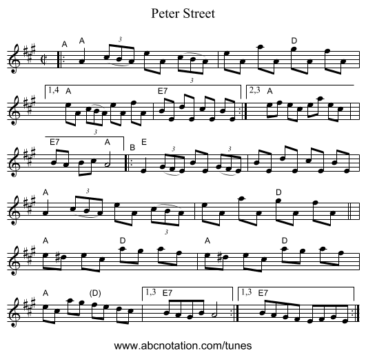 Peter Street - staff notation
