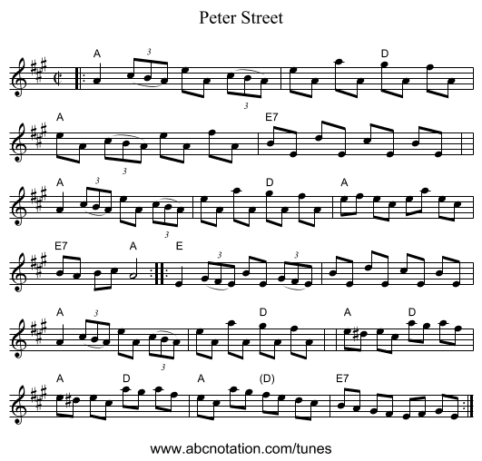 Peter Street - staff notation