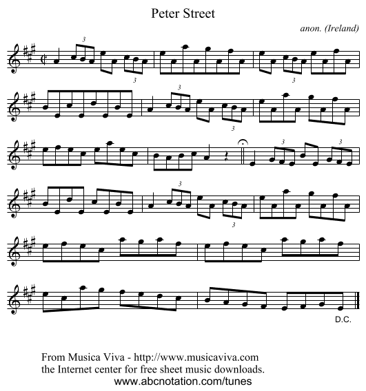 Peter Street - staff notation