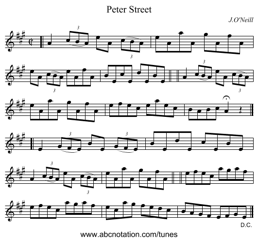 Peter Street - staff notation