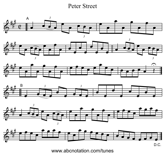 Peter Street - staff notation