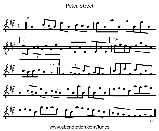 Peter Street - staff notation