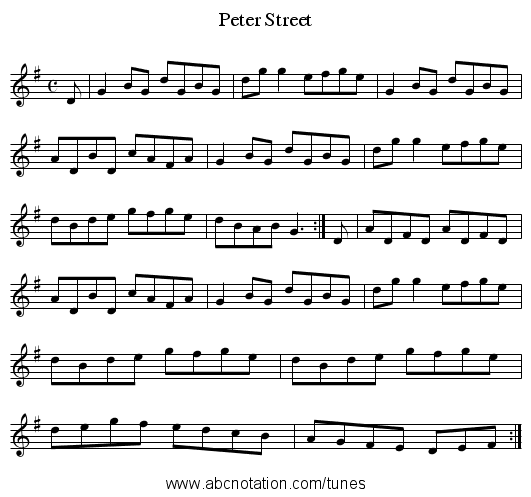 Peter Street - staff notation