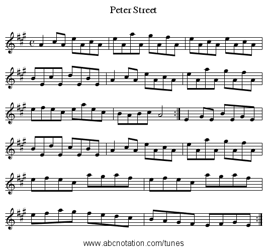 Peter Street - staff notation