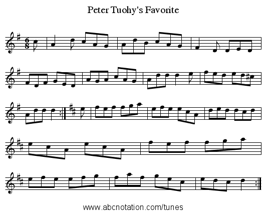 Peter Tuohy's Favorite - staff notation