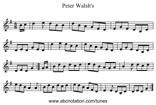 Peter Walsh's - staff notation