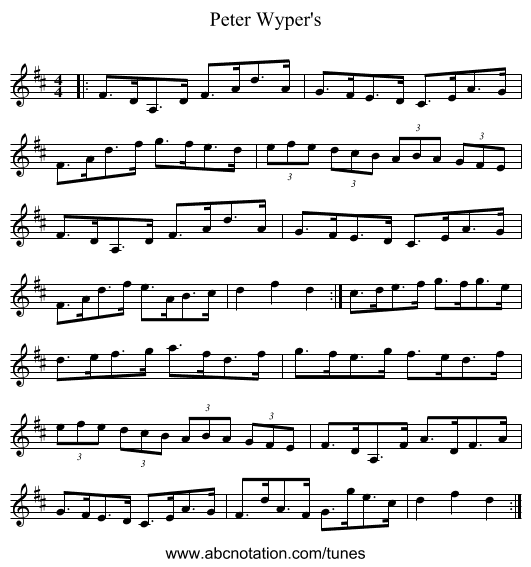Peter Wyper's - staff notation