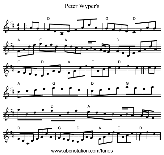 Peter Wyper's - staff notation