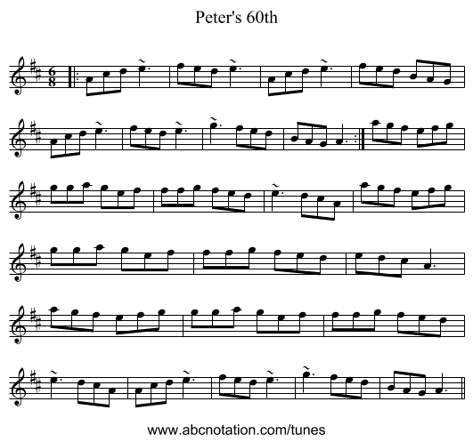 Peter's 60th - staff notation