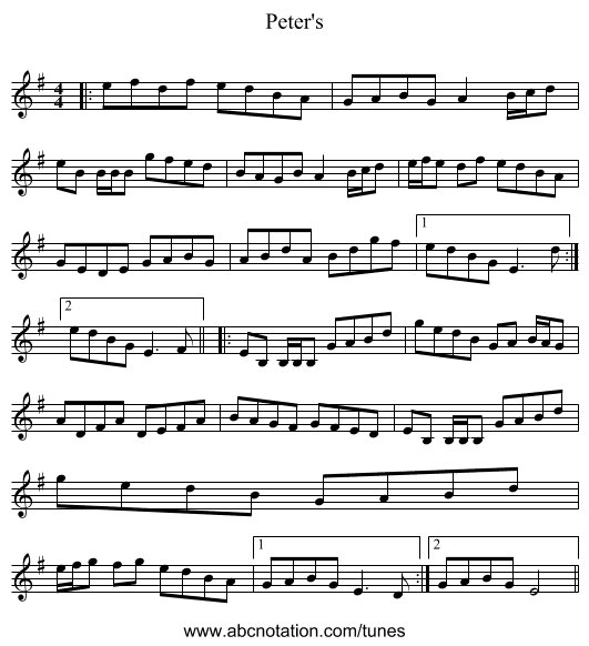 Peter's - staff notation