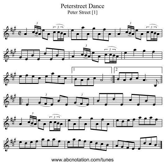 Peterstreet Dance - staff notation