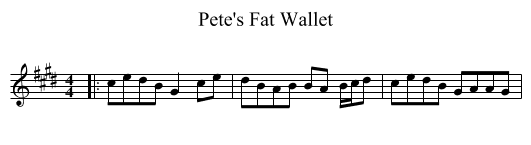Pete's Fat Wallet - staff notation