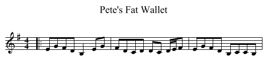 Pete's Fat Wallet - staff notation