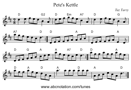 Pete's Kettle - staff notation