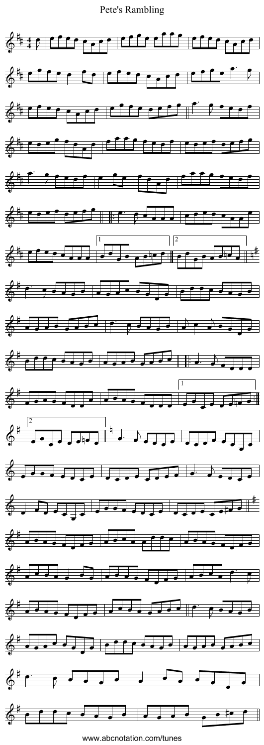 Pete's Rambling - staff notation