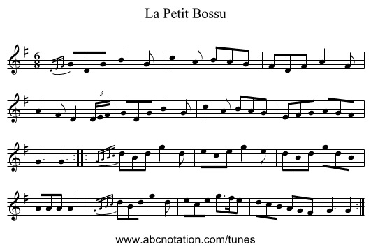 Petit Bossu, La - staff notation