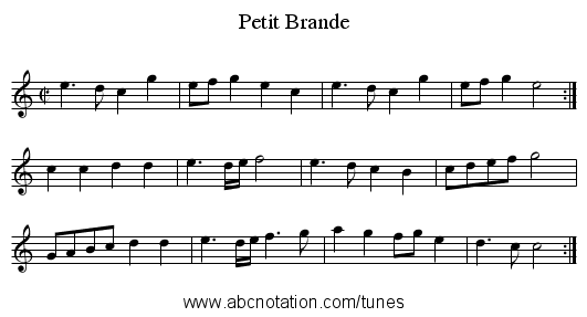 Petit Brande - staff notation