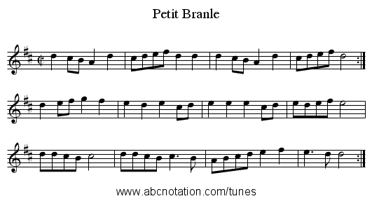 Petit Branle - staff notation